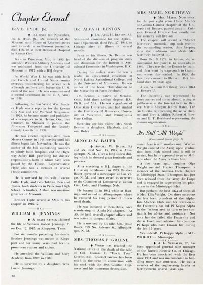 Chapter Eternal, April 1946